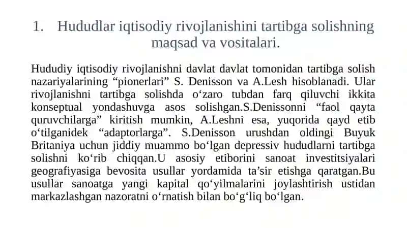 Mintaqalarni ijtimoiy-iqtisodiy rivojlanishini tartibga solish mehanizmlari. 3