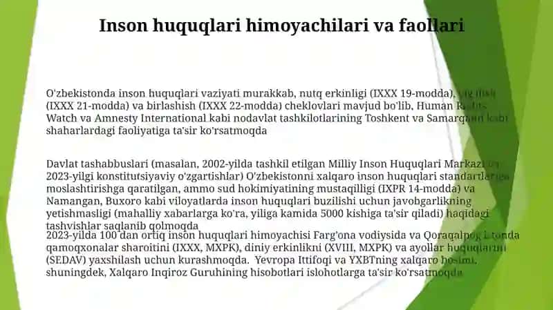 O'zbekistonda inson huquqlari va erkinliklari kafolatining yaratilishi 3