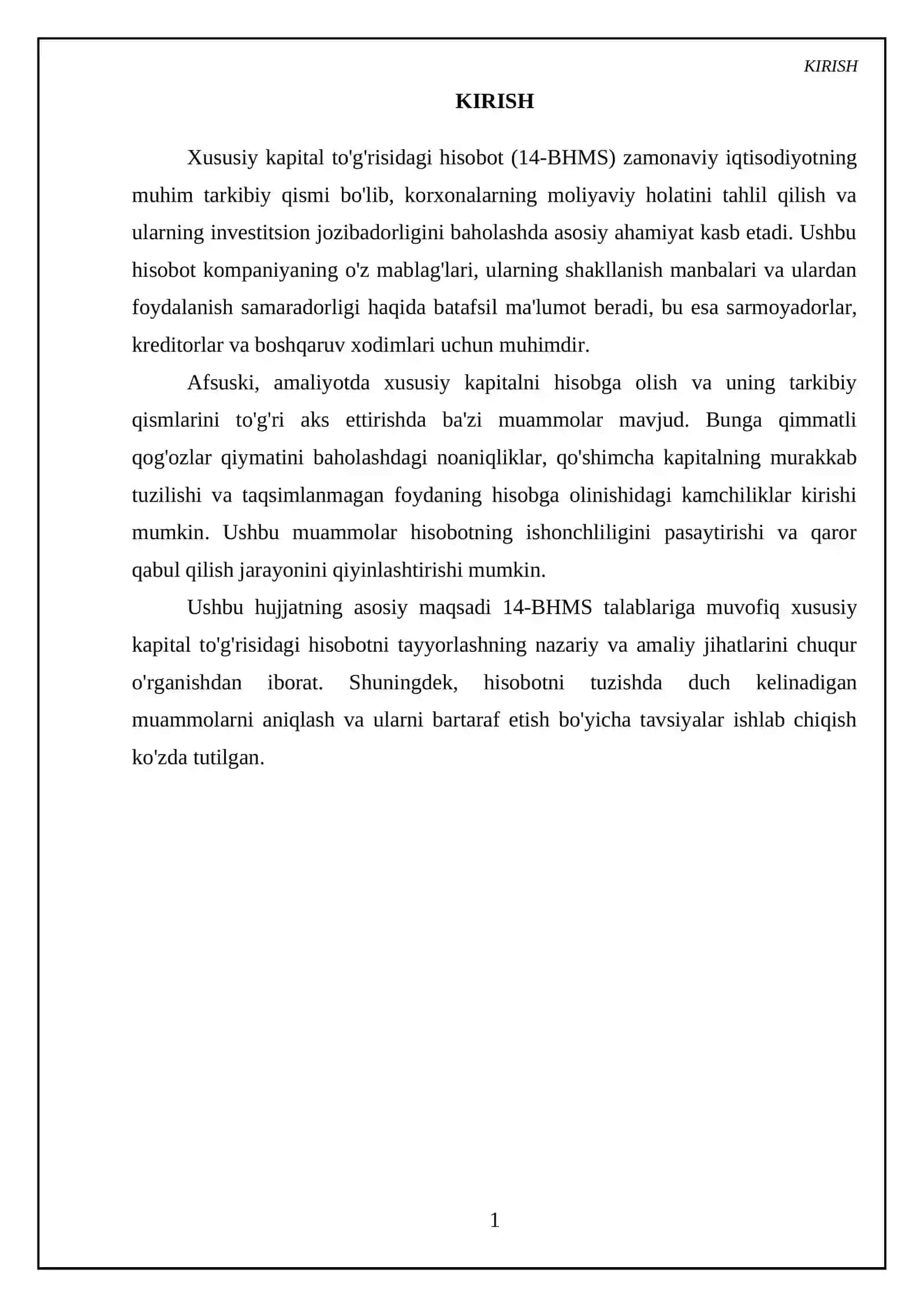 Xususiy kapital to'g'risidagi hisobot (14-BHMS) 3