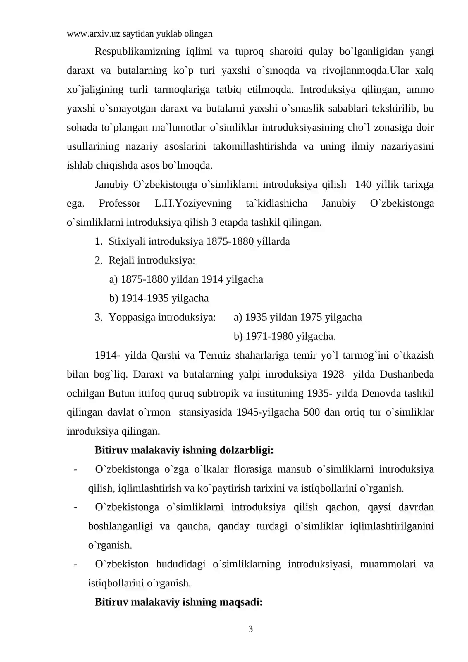 O`zbekistonga o`simliklarni introduksiya qilish tarixi va istiqbollari 3
