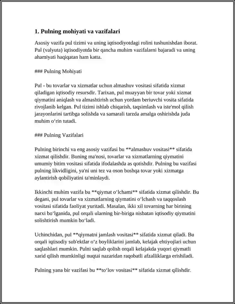 Pulning Joriy va kelgusi davrdagi qiymatini nazariy asoslari 3