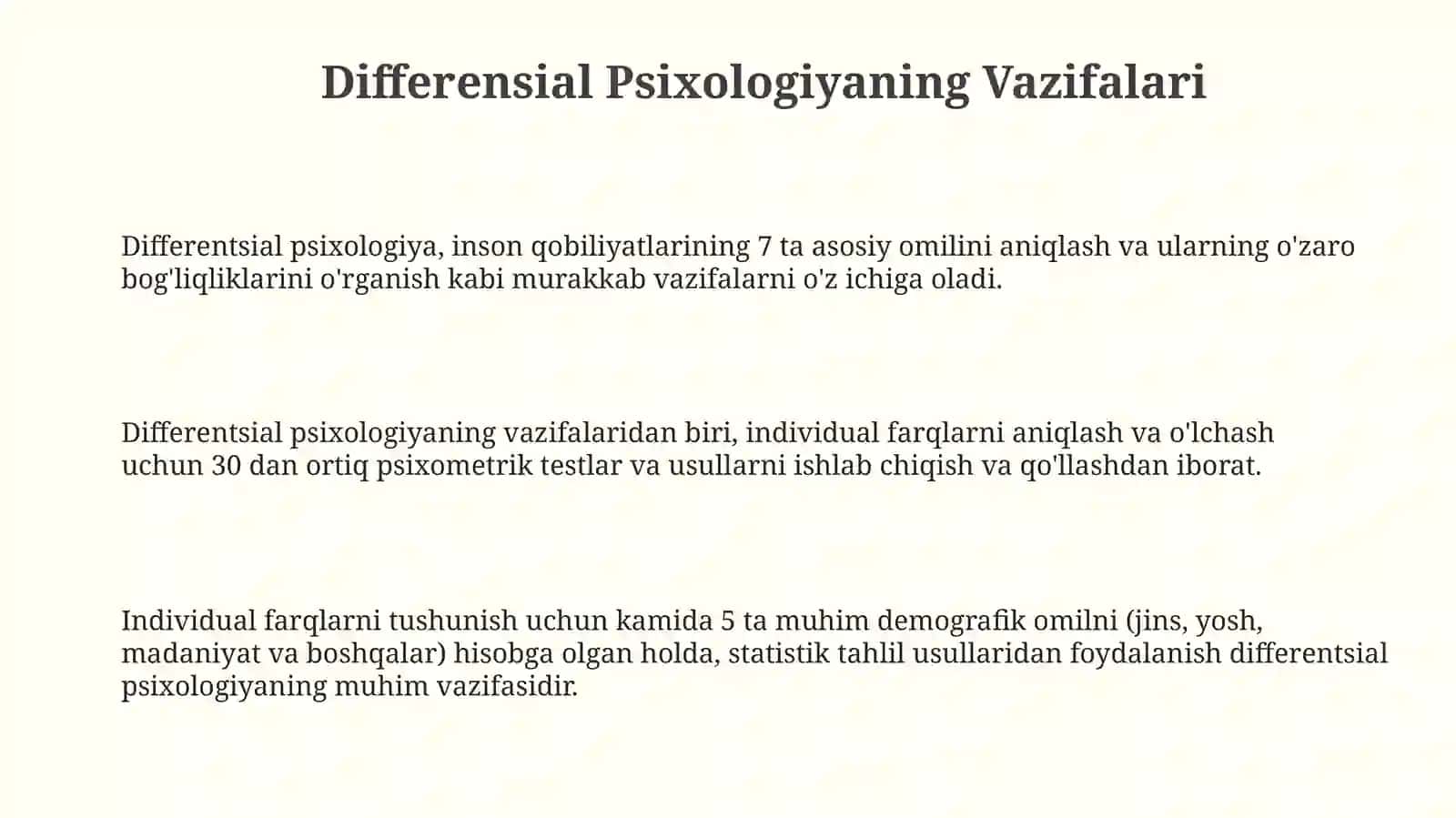 differensial psixologiyaning predmeti vzzifalari va tadqiqot metodlari 3