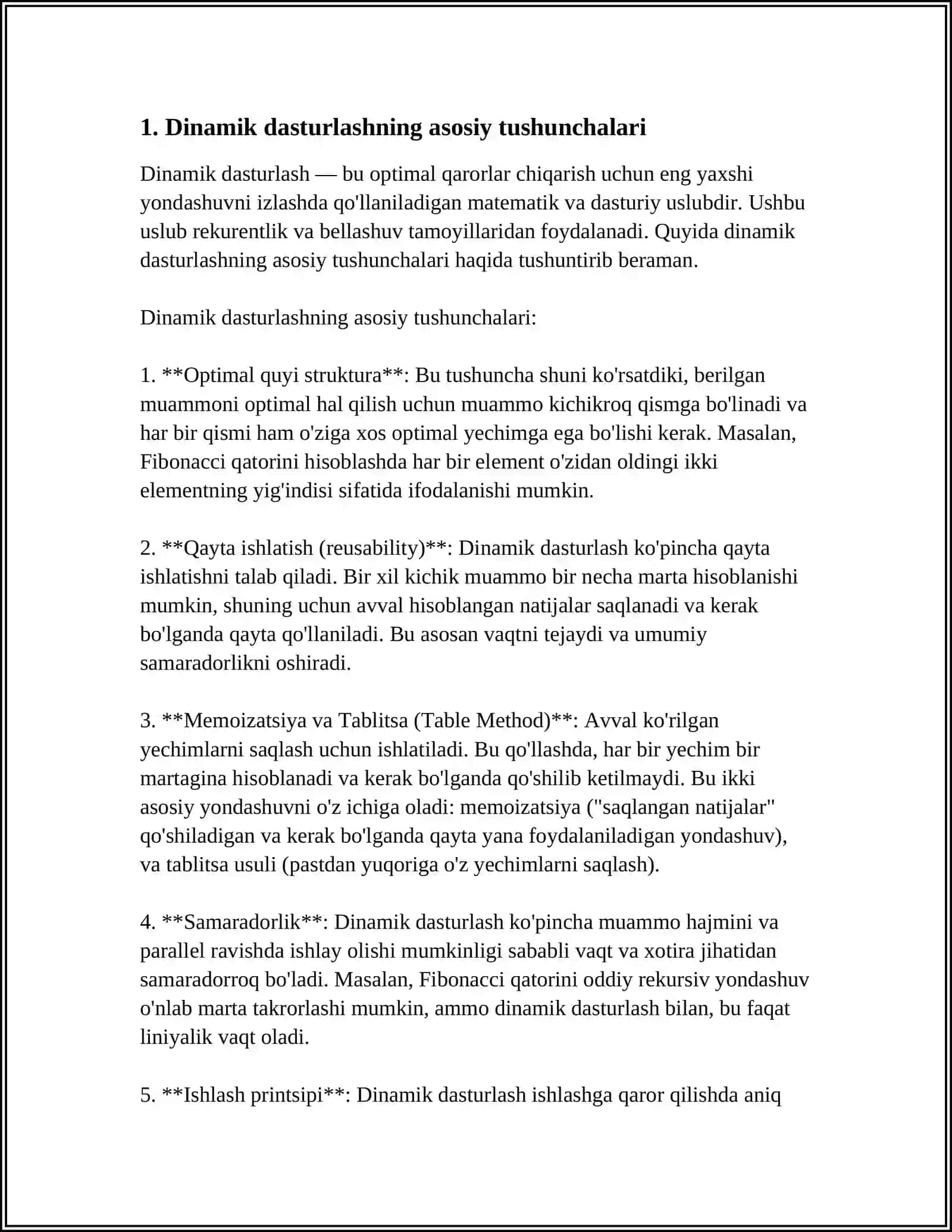 DINAMIK DASTURLASH: NAZARIY ASOSLAR VA AMALIY QO'LLANISHI 3