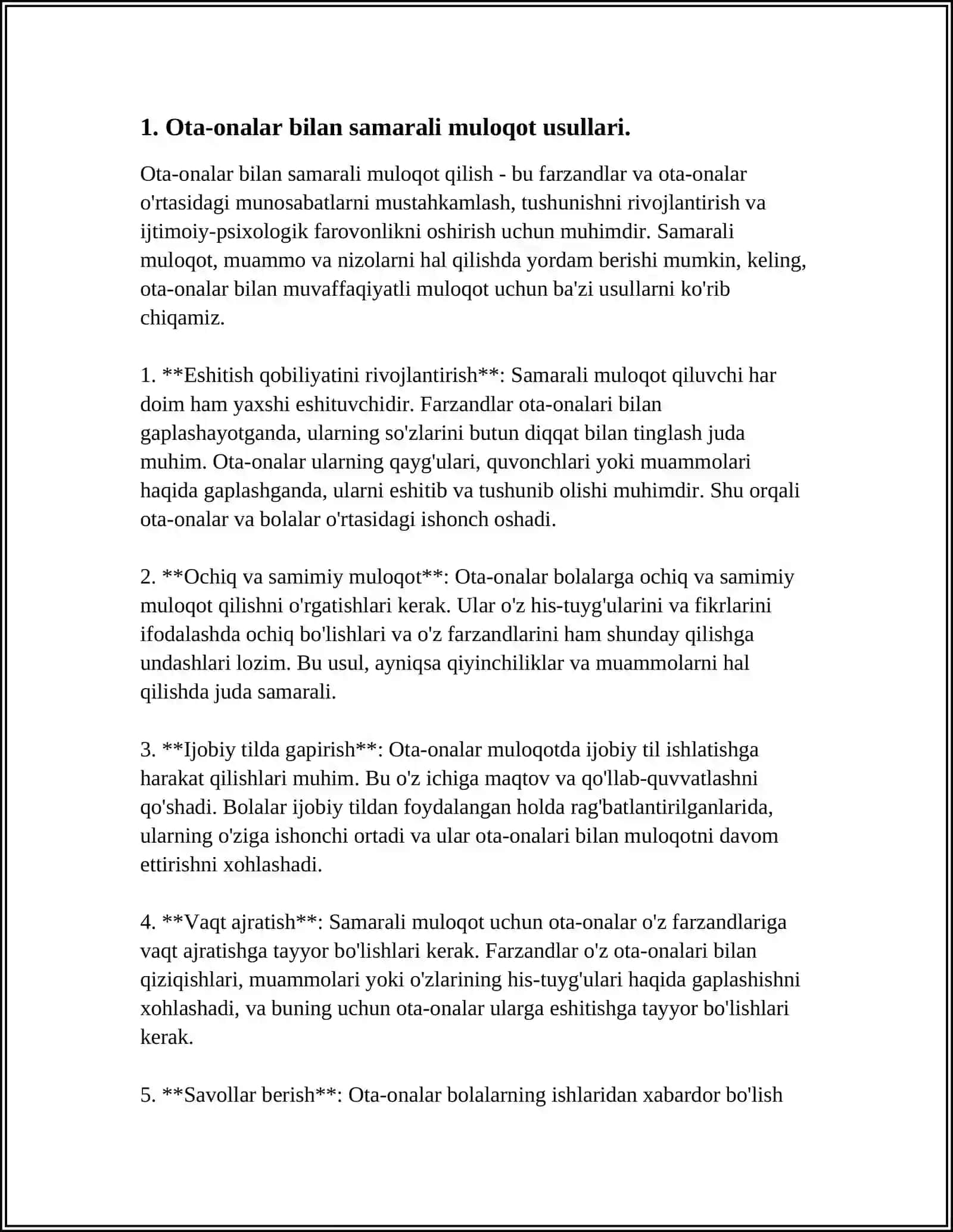 OTA-ONALAR BILAN HAMKORLIKNI YO'LGA QO'YISHNING PEDAGOGIK-PSIXOLOGIK SHART SHAROITLARI 3