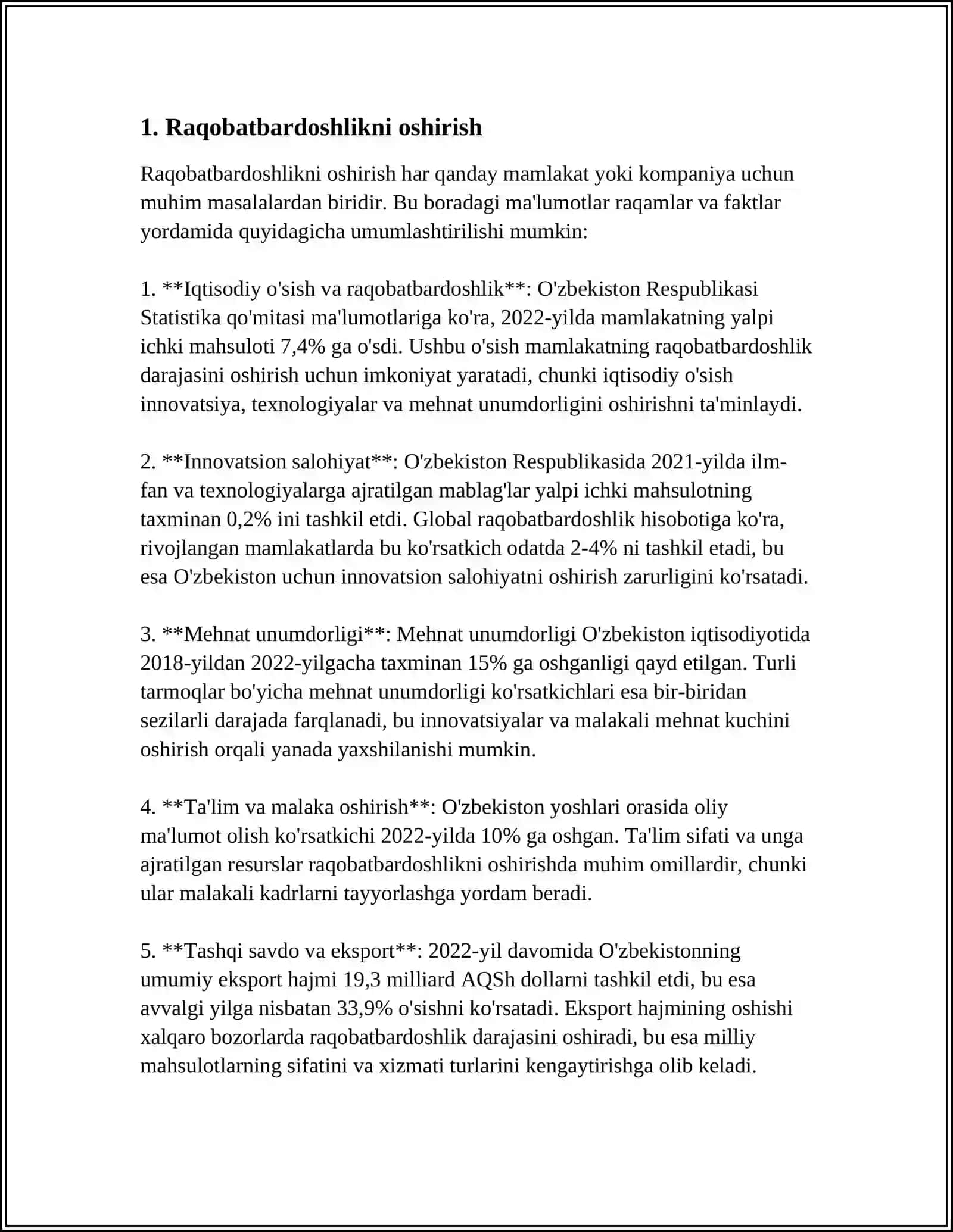 ÓZBEKISTONNING IQTISODIY SALOHIYATIDAN SAMARALI FOYDALANISH VA IQTISODIY ÓSISH OMILLARI 3