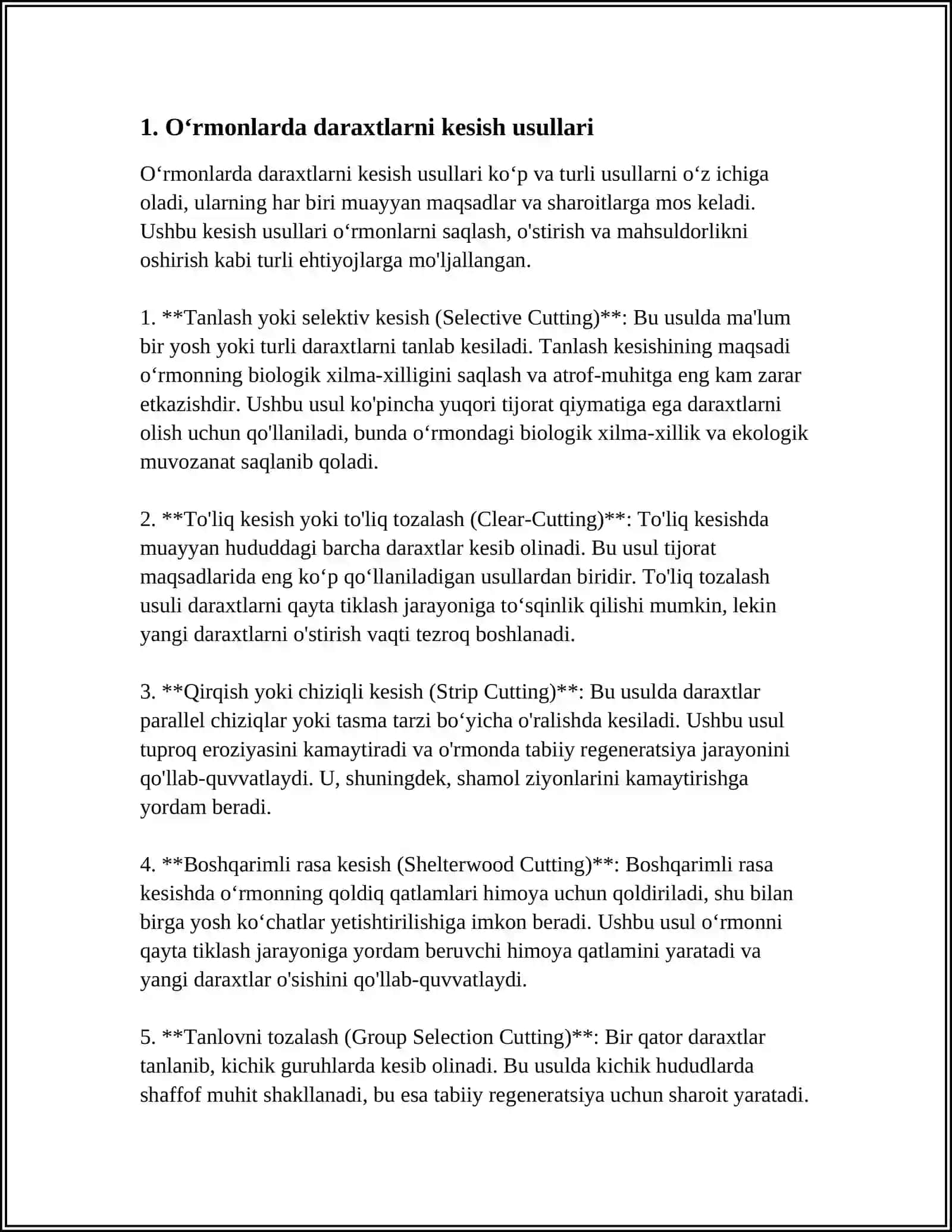 OʻRMONLARDA DARAXTLARNI YALPI KESISH TEXNOLOGIYASI 3