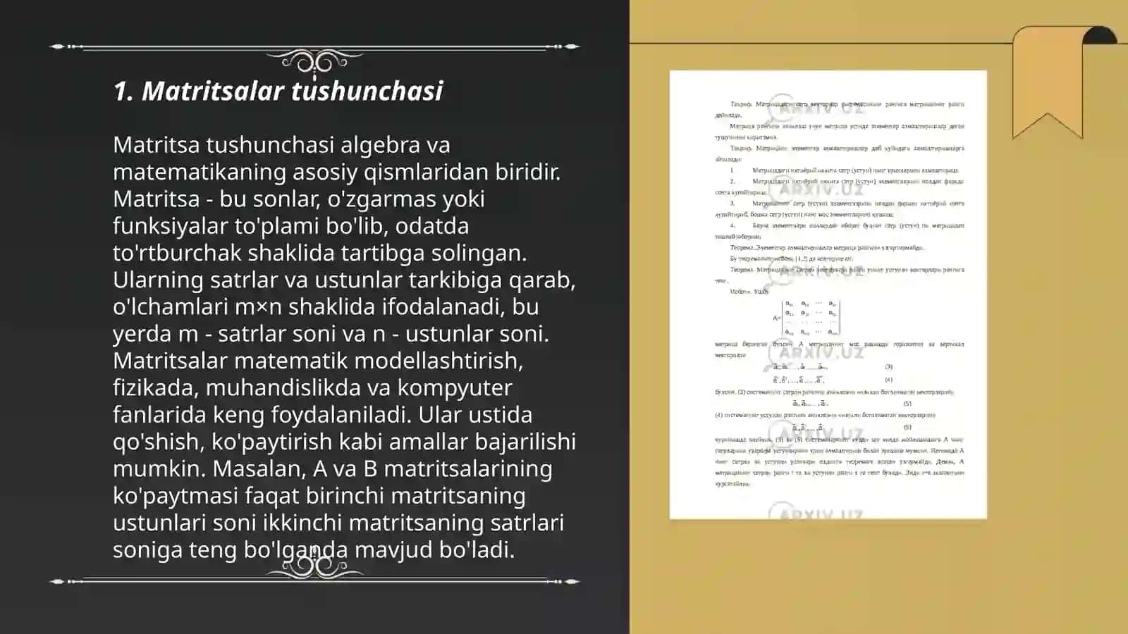 Matritsalar tushunchasi 3