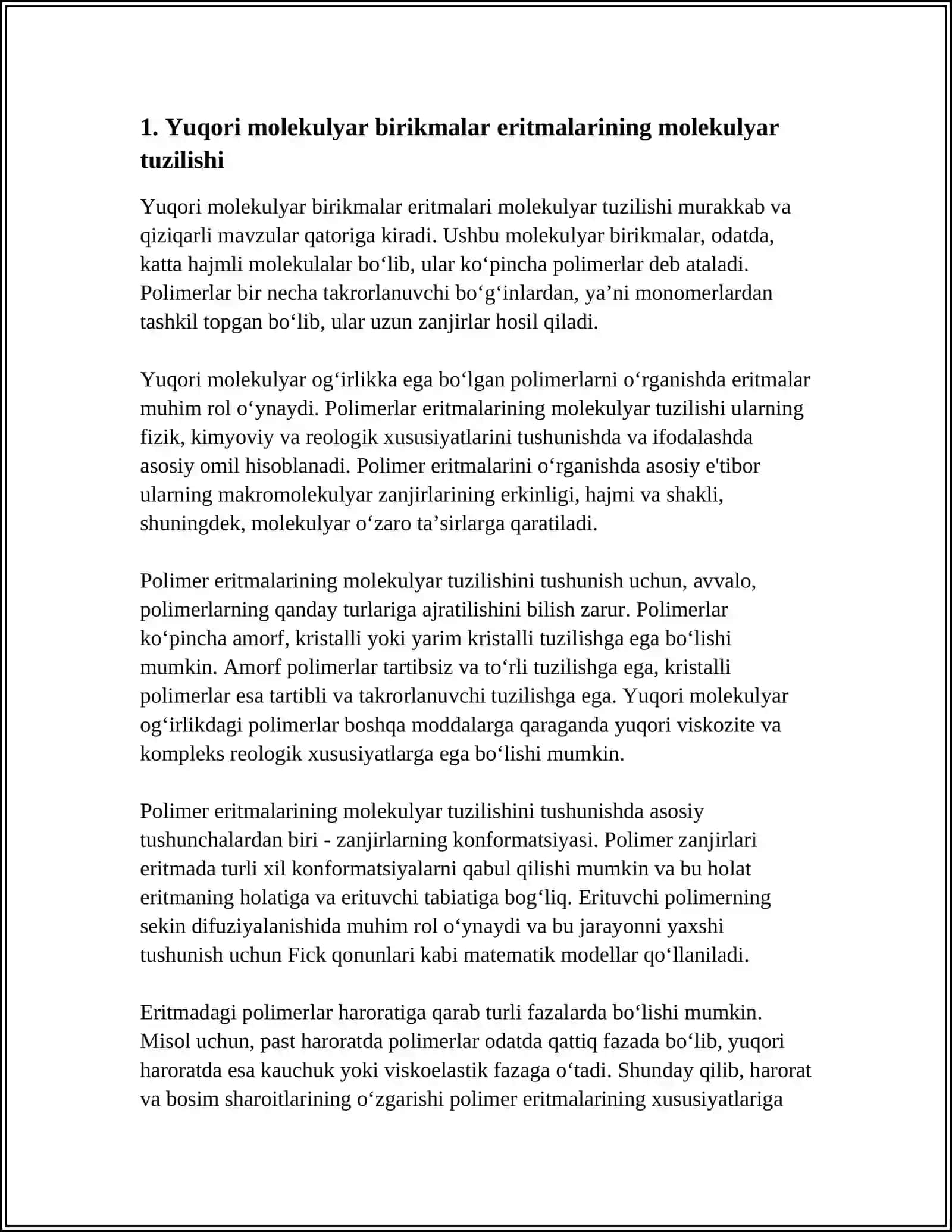 YUQORI MOLEKULYAR BIRIKMALAR ERITMALARNING XOSSALARI. QONNING REULOGIK XOSSALARI 3