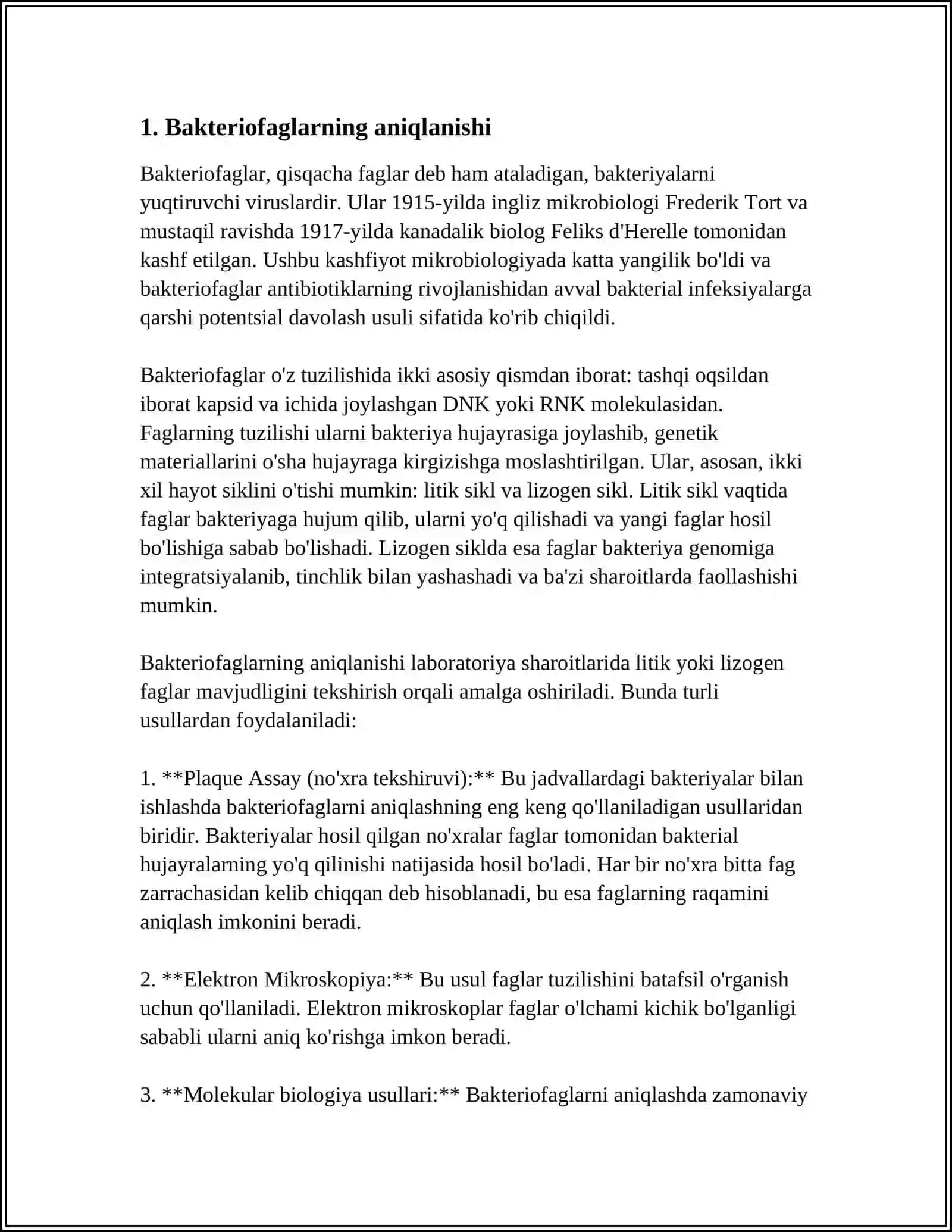 VIRUSLARGA UMUMIY TAVSIF. BAKTERIOFAGLAR 3