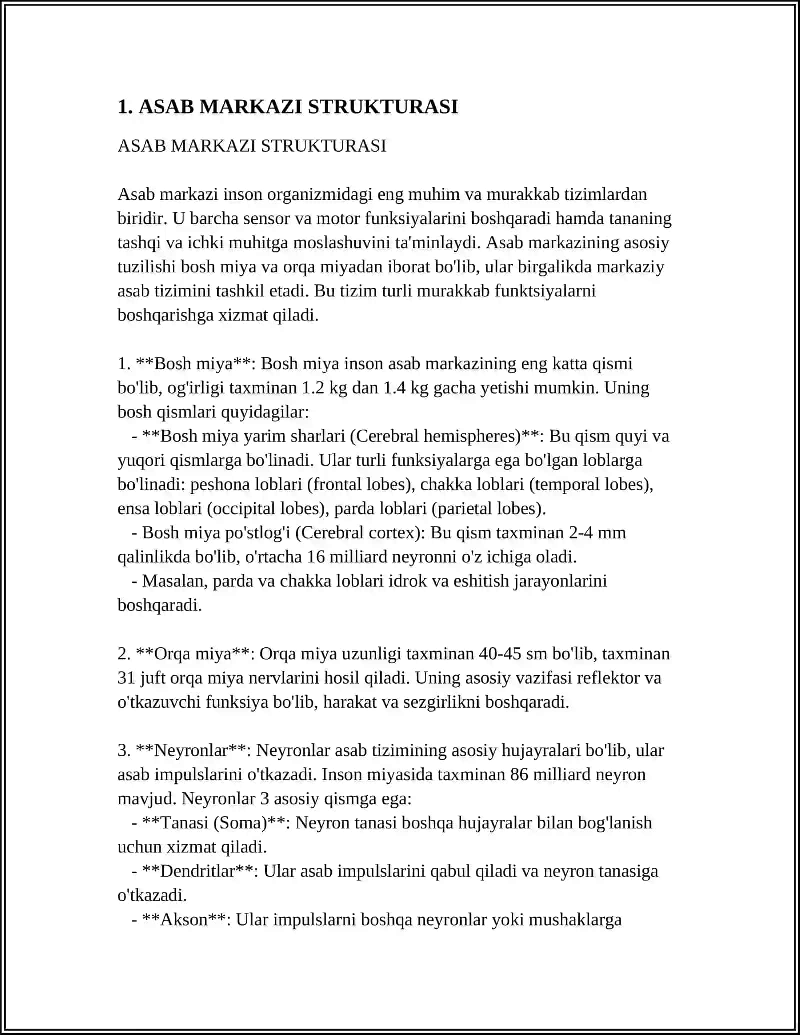 MUSTAQIL ISH Mavzu: ASAB MARKAZINING OʻZIGA XOSLIGI 3