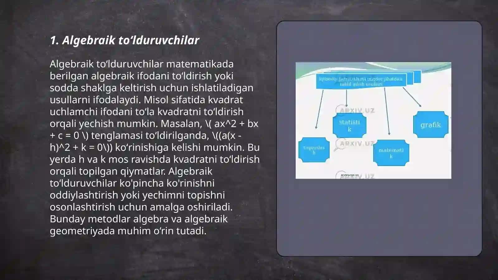 Algebraik toʻlduruvchi va minorlar. Laplas teoremasi 3