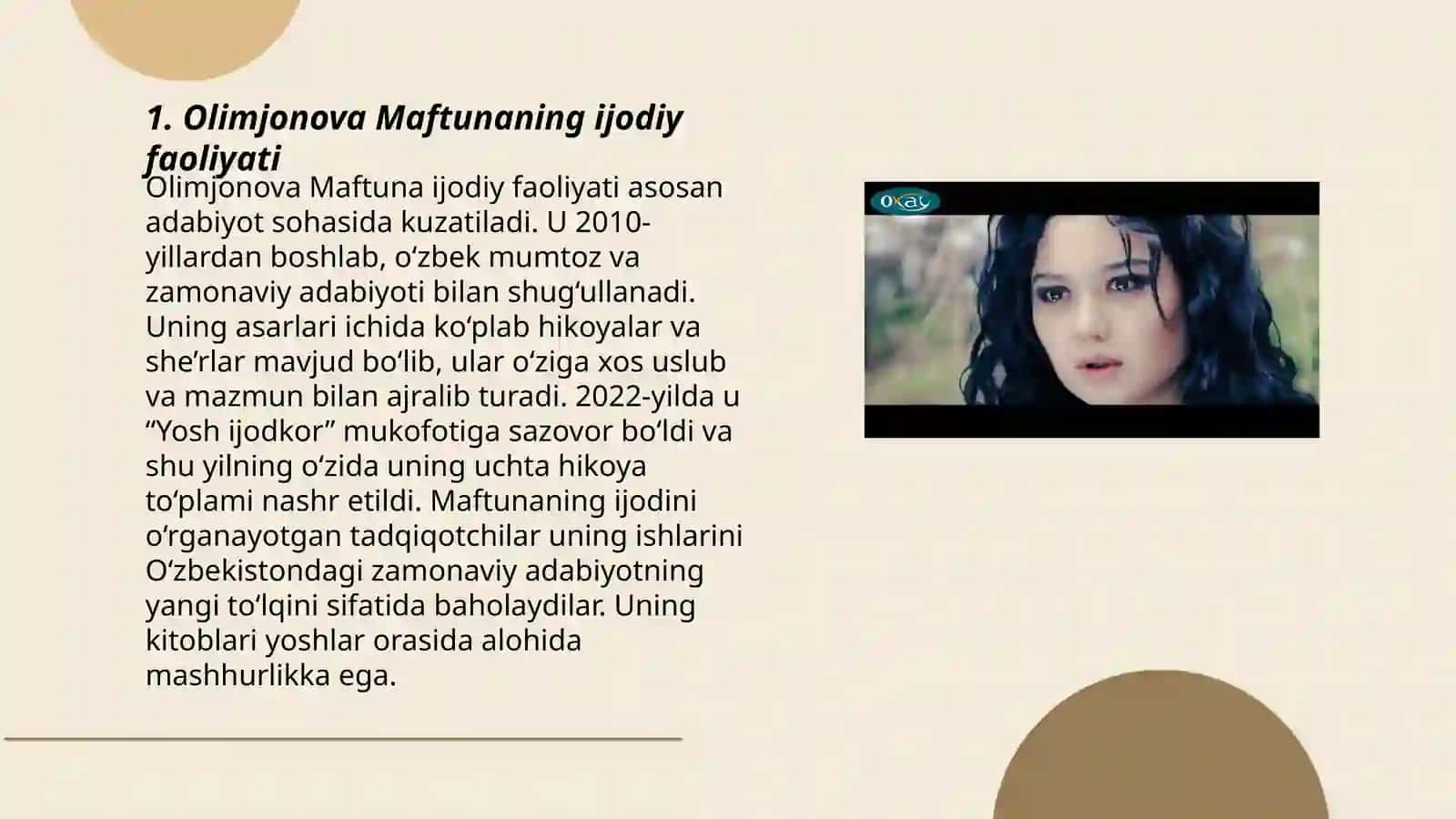 Olimjonova Maftunaning ijodiy faoliyati 3