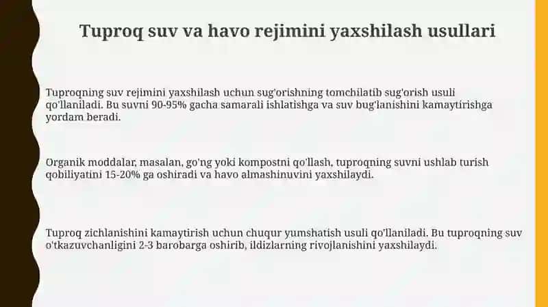 Tuproqning suv va havo rejimlarini yaxshilash 3