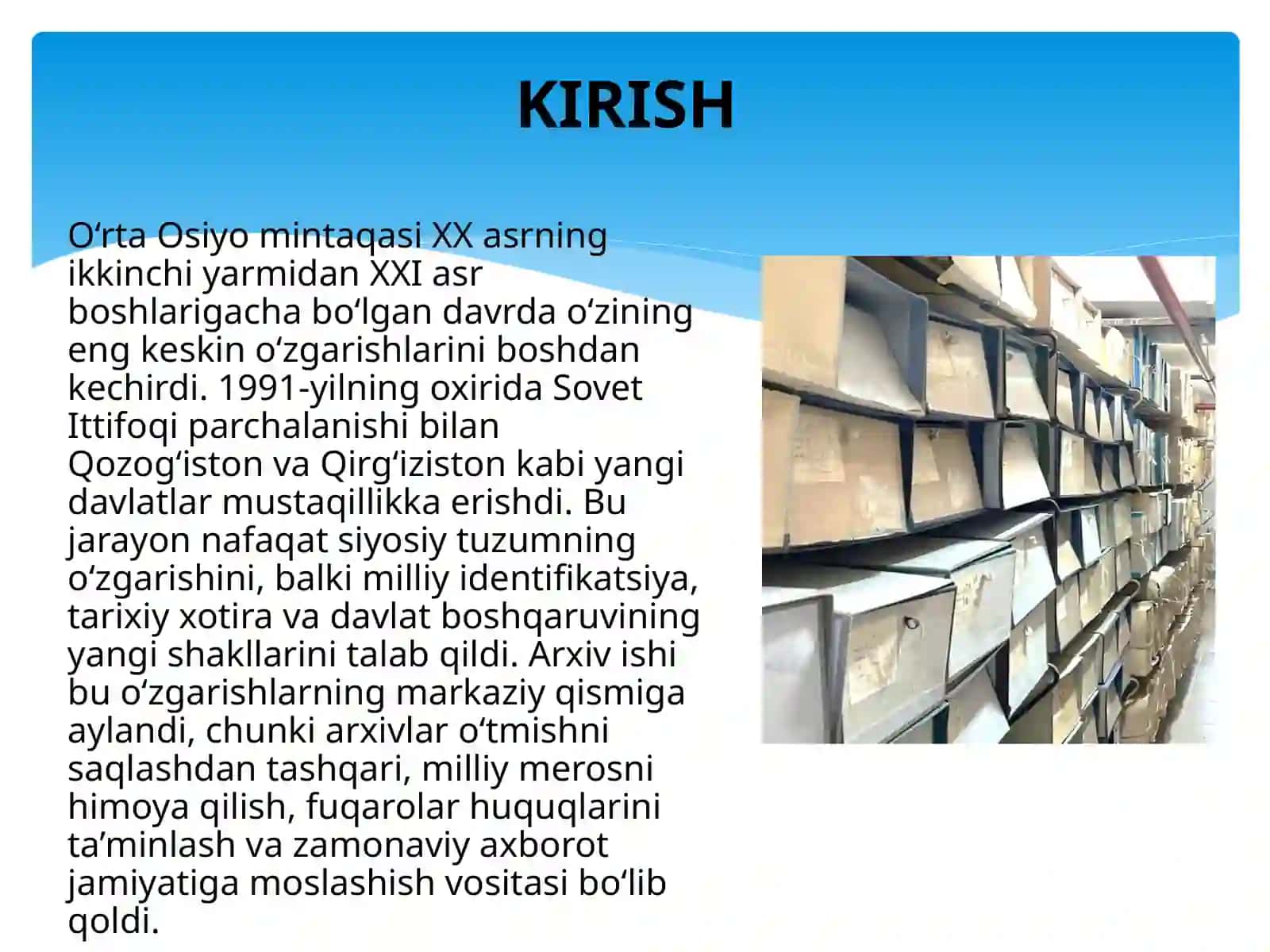 XX asrning ikkinchi yarmi – XXI asr boshlarida O‘rta Osiyo davlatlarida arxiv ishi (Qozog'iston va Qirg'iziston Respublikalari misolida) 3