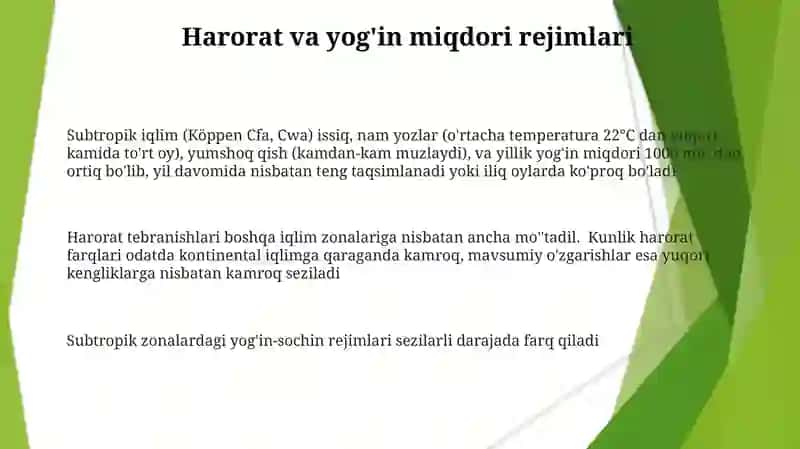 Subtropik iqlim mintaqaning tabiat zonasi 3