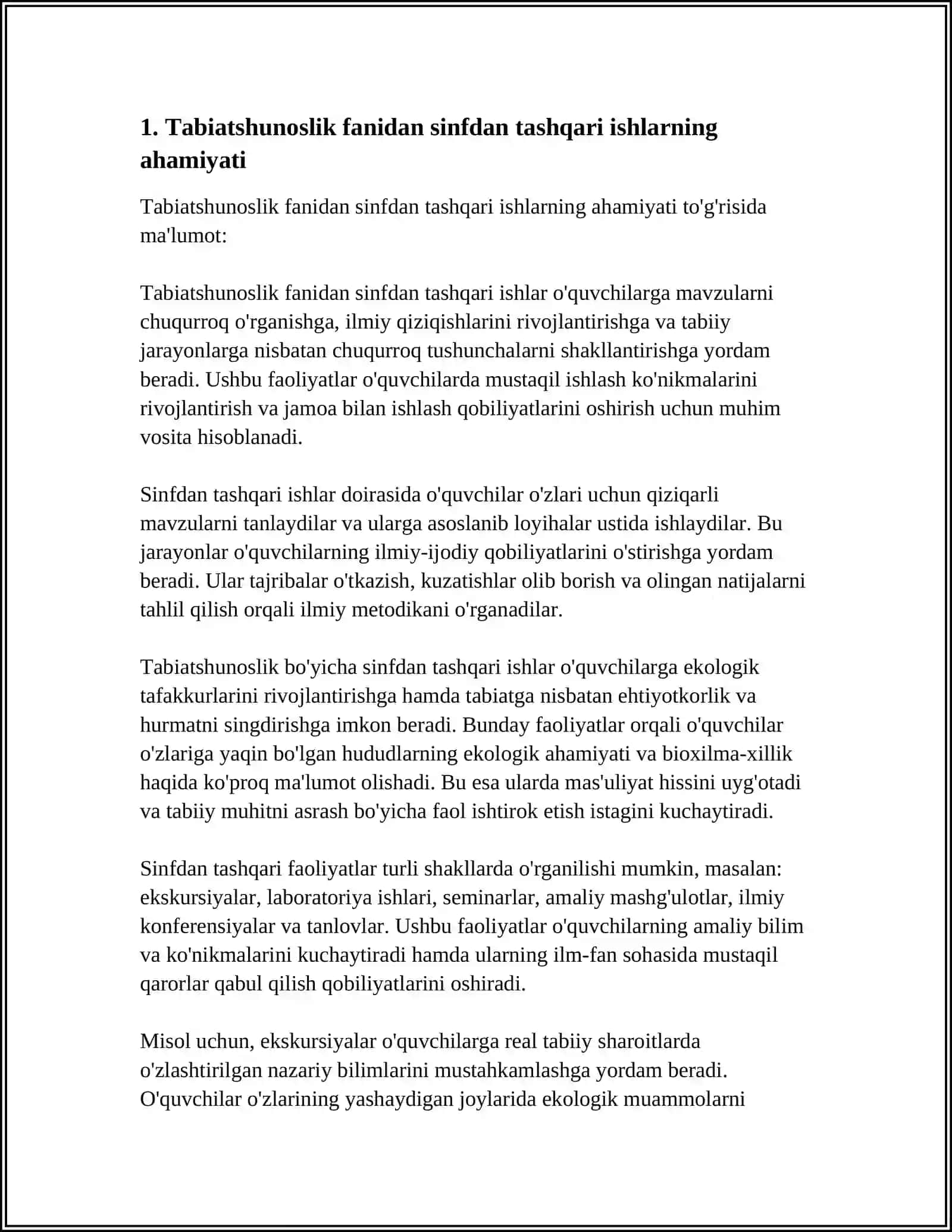 TABIATSHUNOSLIKDA SINFDAN TASHQARI ISHLAR VA ULARNING TURLARI 3