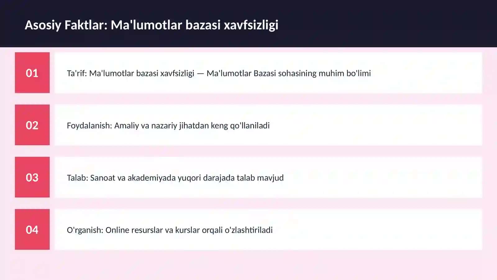Ma'lumotlar bazasi xavfsizligi 3