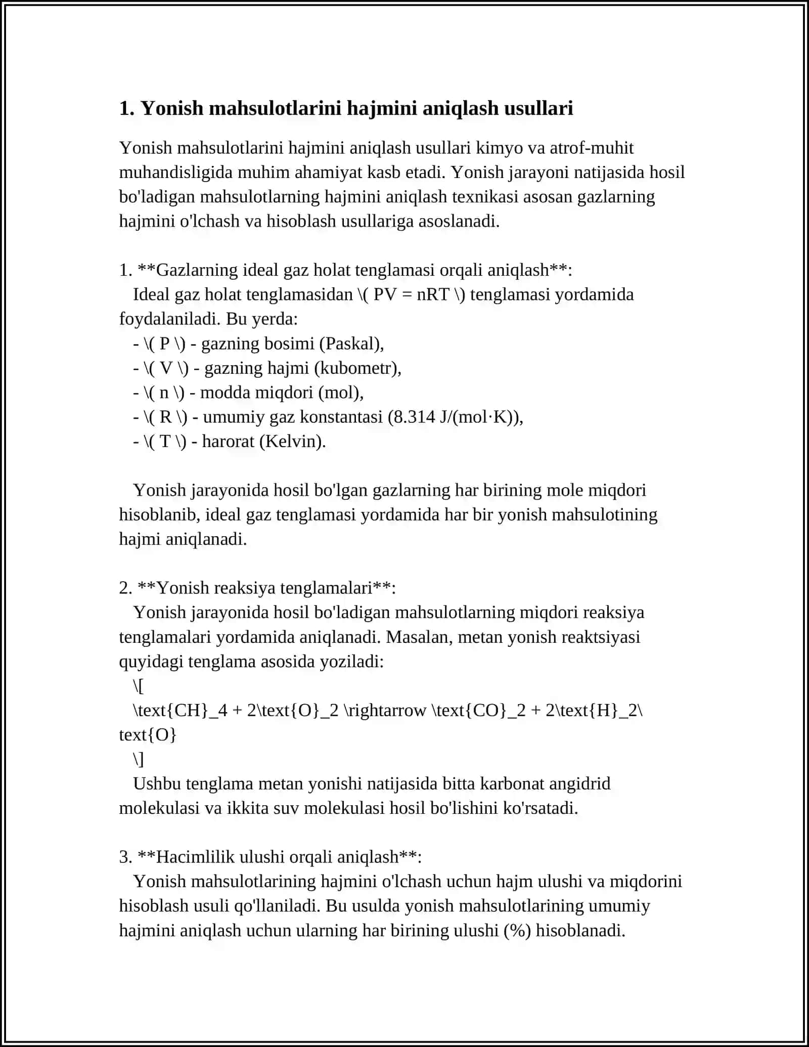 HAVO VA YONISH MAHSULOTLARINI HAJMINI HISOBLASH 3