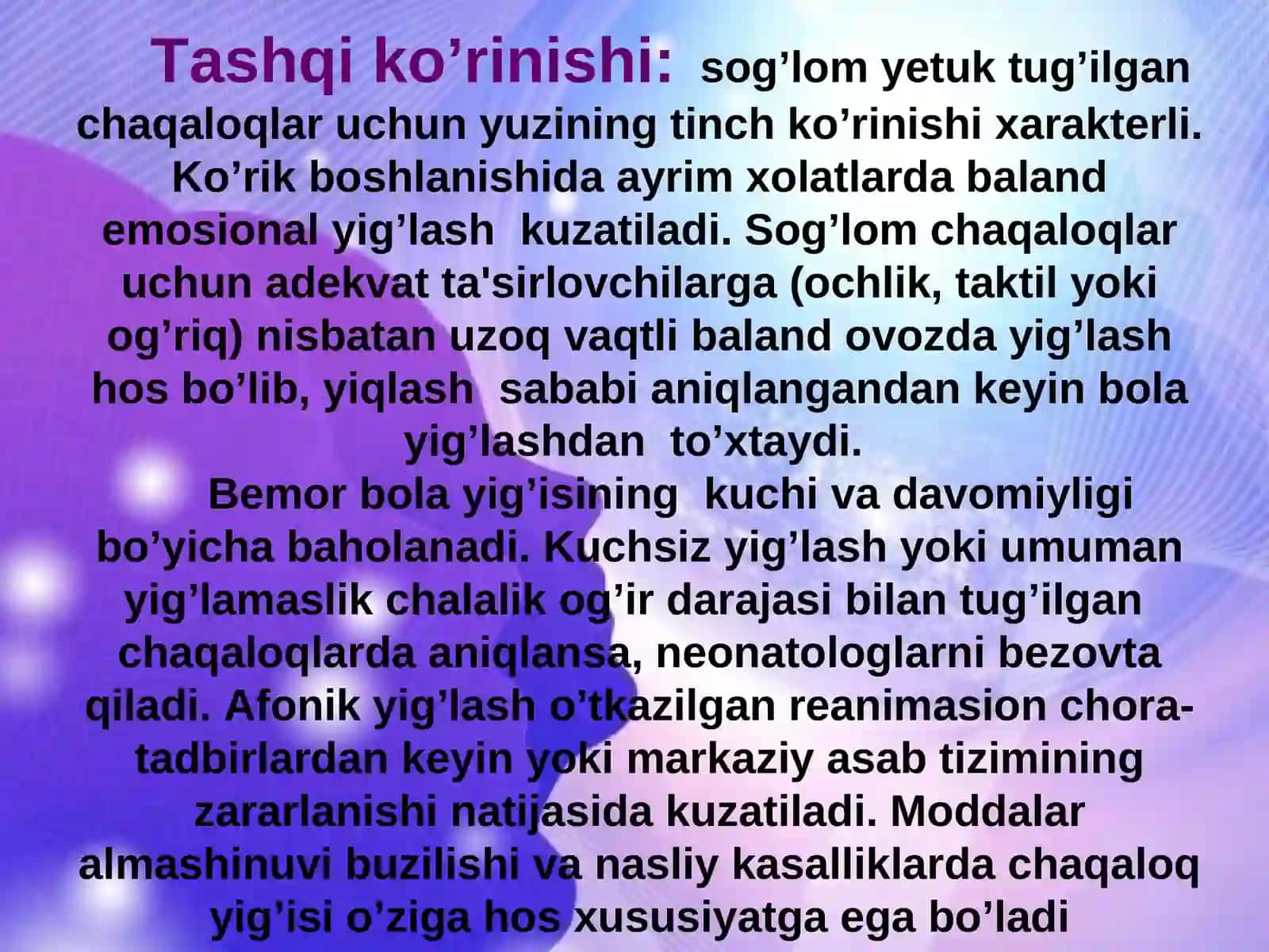 СHAQALOQLIK DAVRI FIZIOLOGIYASI 3