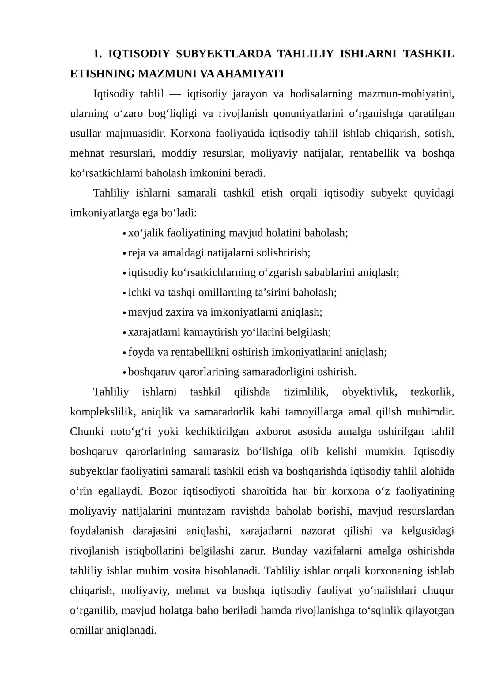 IQTISODIY SUBYEKTLARDA TAHLILIY ISHLARNI TASHKIL QILISH BOSQICHLARI MAVZUSI YUZASIDAN TAJRIBA-SINOV ISHLARINI AMALGA OSHIRISH 3