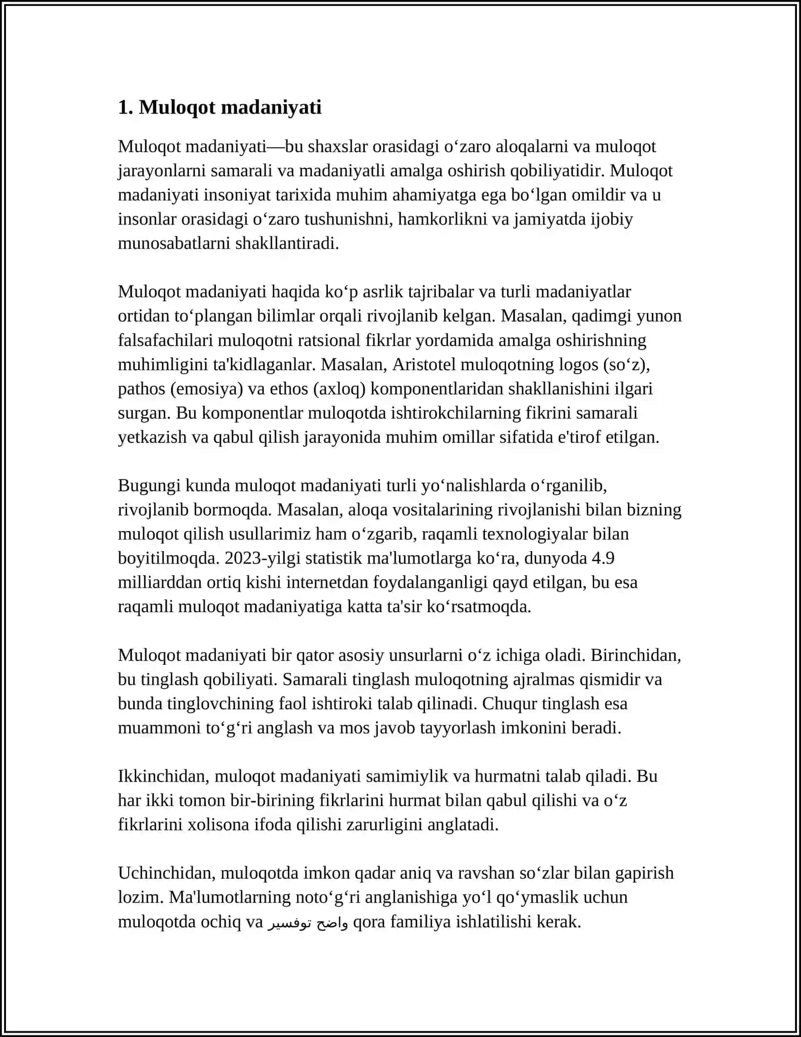 MULOQOTNING KOMMUNIKATIV INTERAKTIV PRESPEKTIV TOMONI HAQIDA KRASVORD 3
