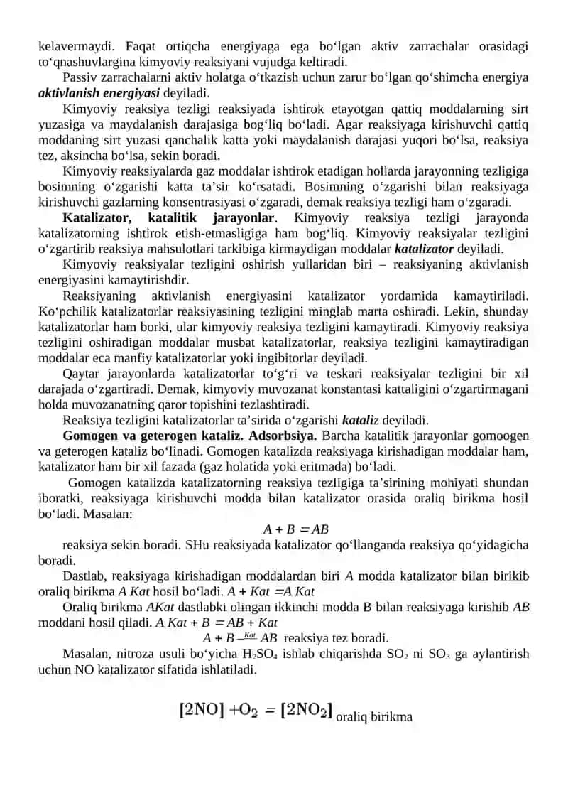 Kimyo- Kimyoviy reaksiya tezligi va unga ta’sir etuvchi omillar 3