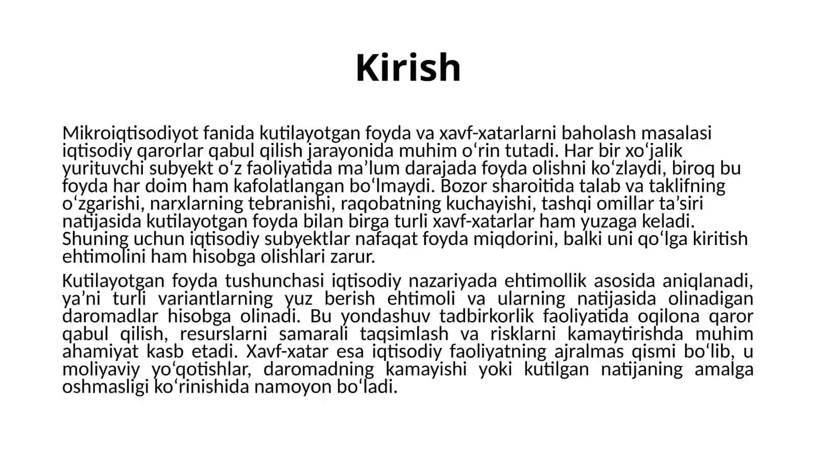 Kutilayotgan foyda va xavf-xatarlarni baholash 3
