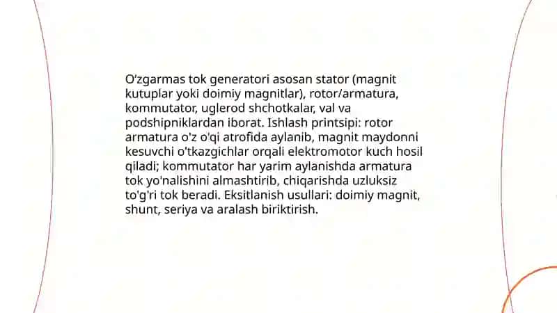 Oʻzgarmas tok generatorlari va motorlari 3