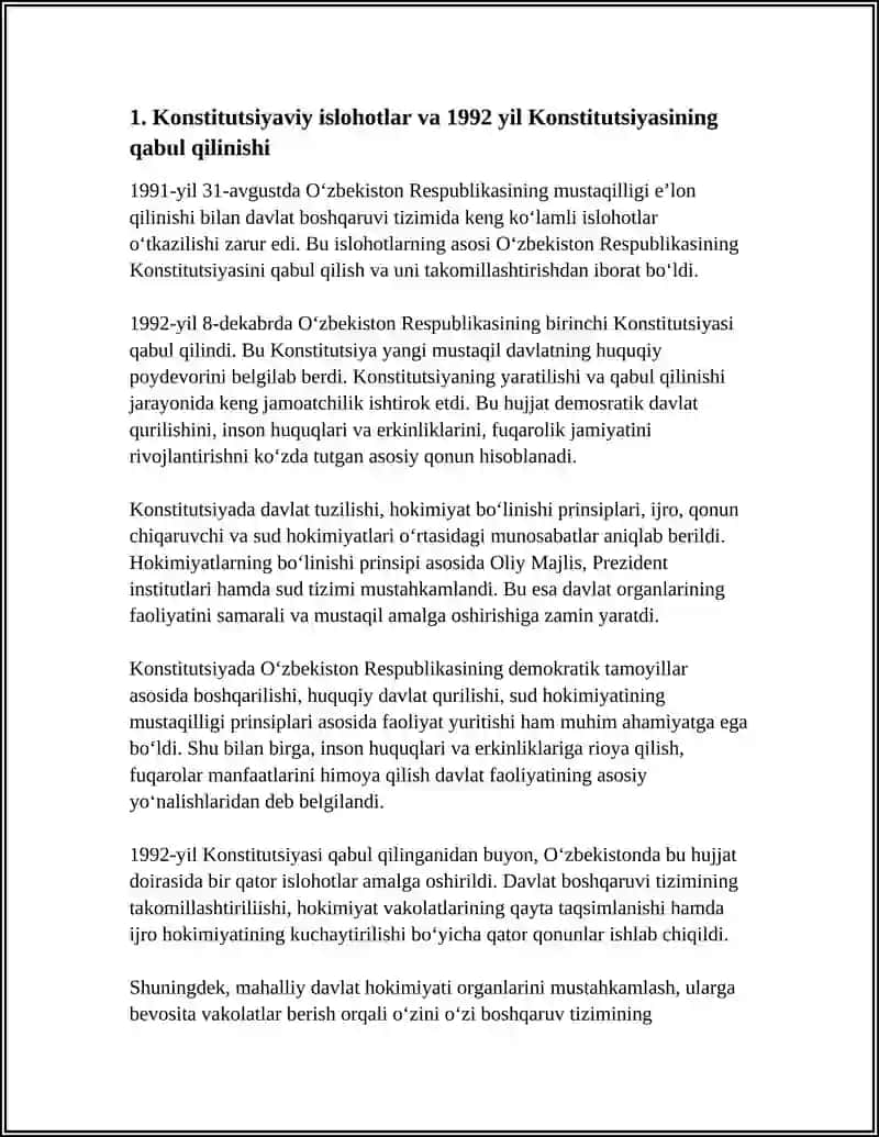 MUSTAQILLIK YILLARIDA DAVLAT BOSHQARUVI TIZIMIDA AMALGA OSHIRILGAN ISLOHOTLAR 3