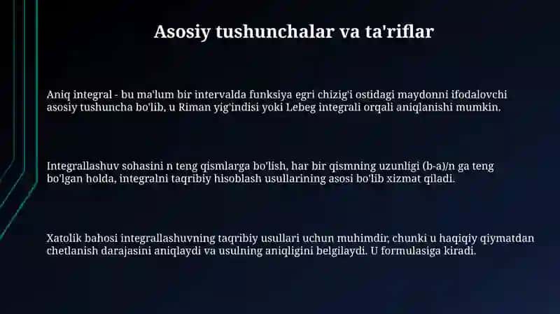 Aniq integralni taqribiy hisoblash formulalari 3