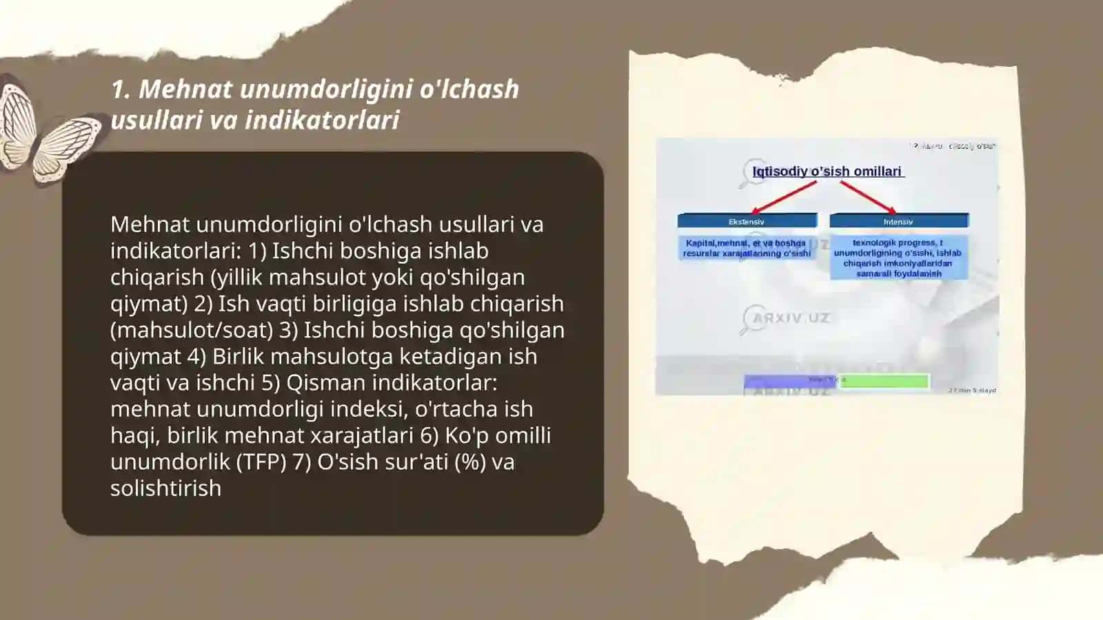 Mehnat unumdorligini o'lchash usullari va indikatorlari 3