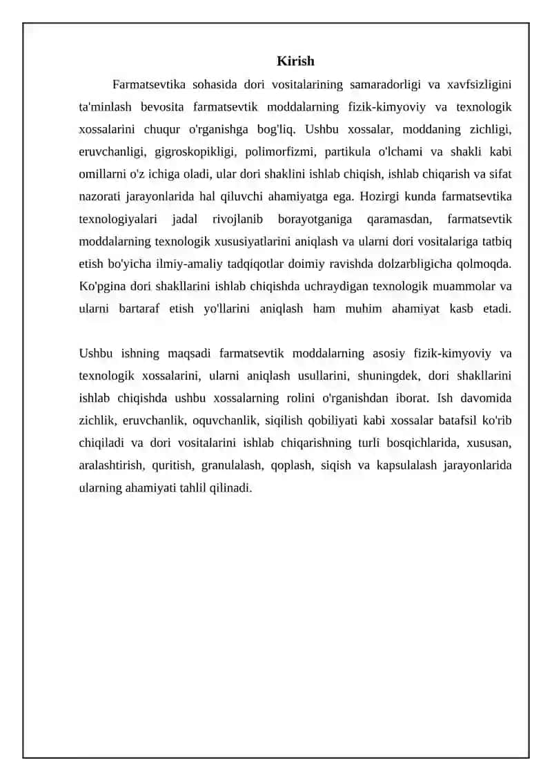 Farmasevtik substansiyalarning fizik kimyoviy, texnologik xossalari 3