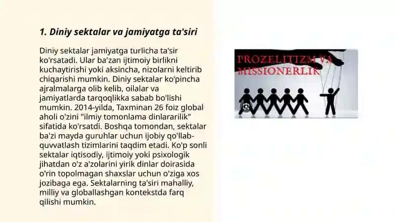 Diniy sеktalar faоliyatining оqibatlari va missiоnеrlikning milliy hayotga tahdidi 3