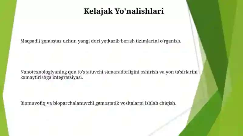 Mahalliy gemostaz uchun zamonaviy dori vositalari 3