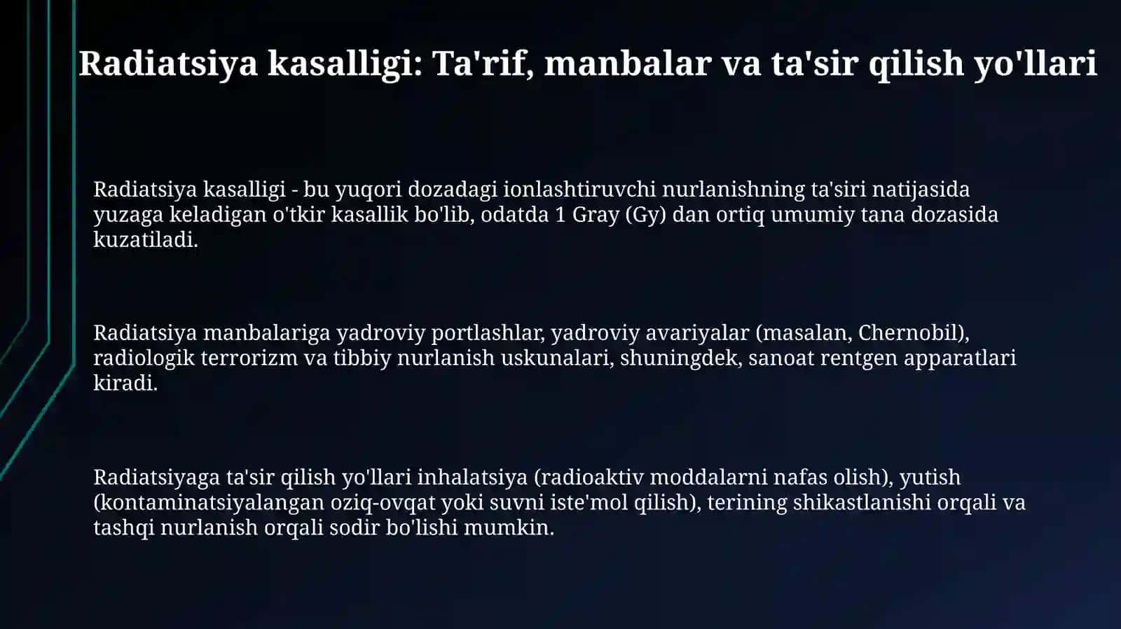 Insonlarda nurlanish kassalligi. Unitashxislashusullari 3