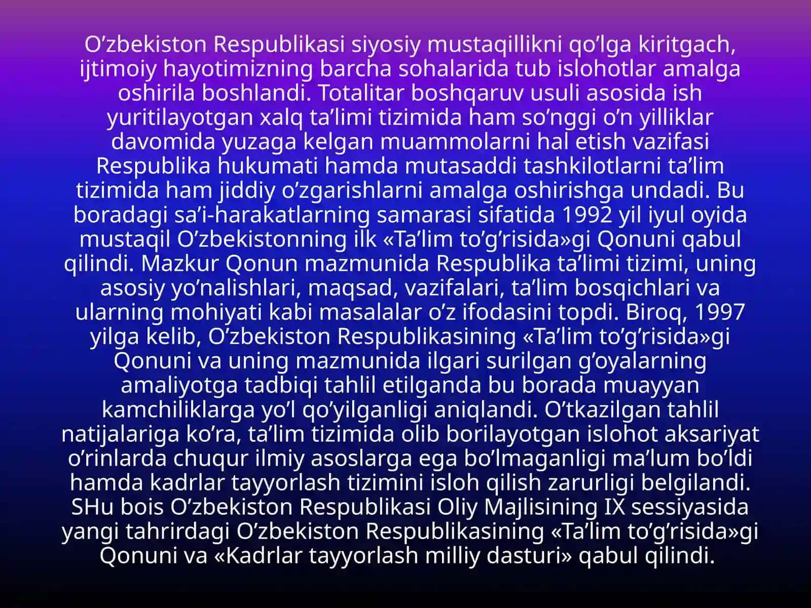 O'zbekiston Respublikasi Kadrlar Tayyorlash Milliy Dasturi 3