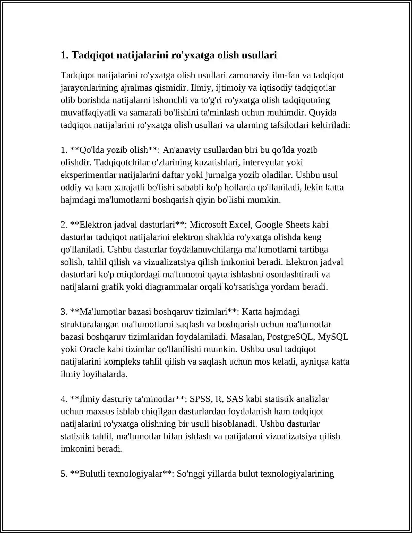 Tadqiqot Natijalarini Ro'yxatga Olish Usullari 3