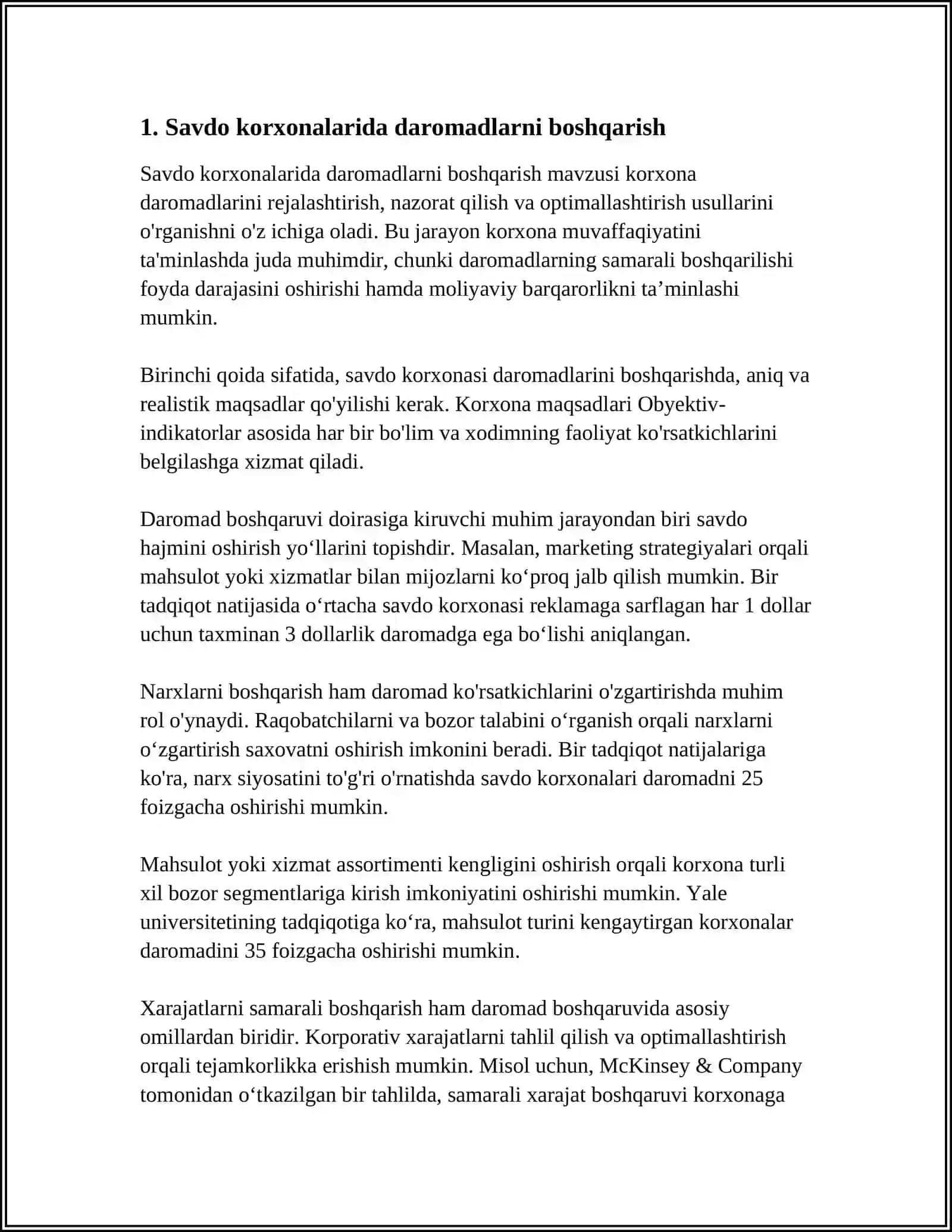 SAVDO KORXONALARIDA DAROMADLAR HARAKATLAR VA YAKUNIY MOLIYAVIY NATIJALAR HISOBI 3
