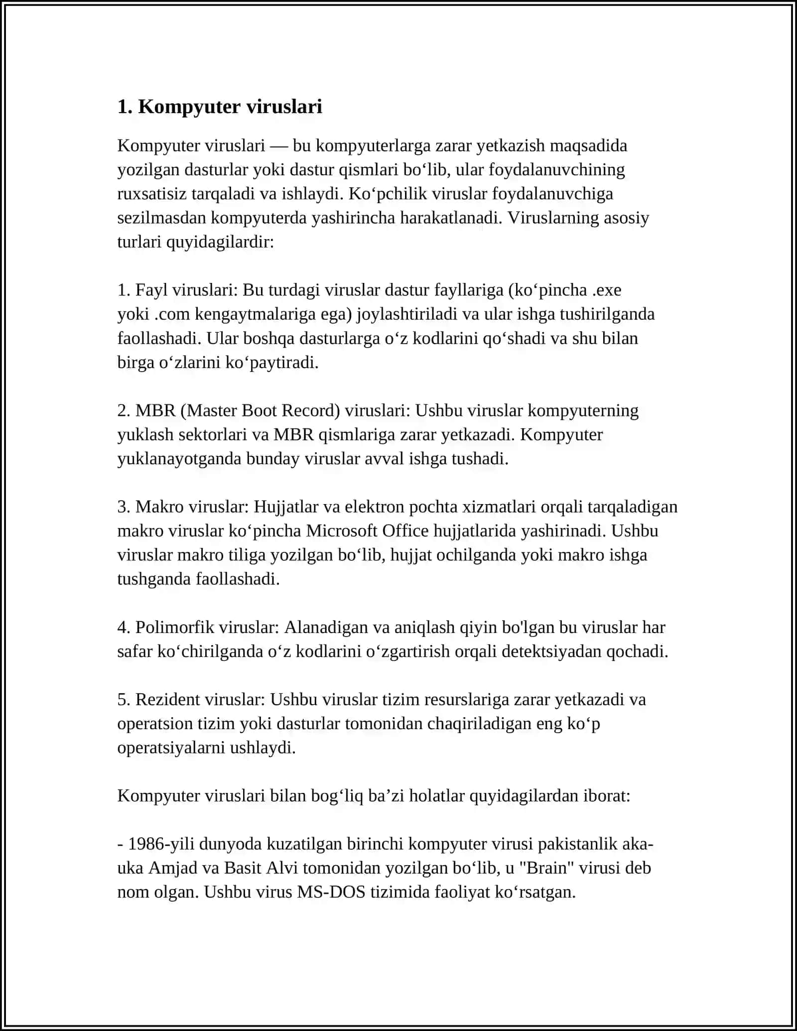 ZARARKUNANDA DASTURLARNING TURLARI 3