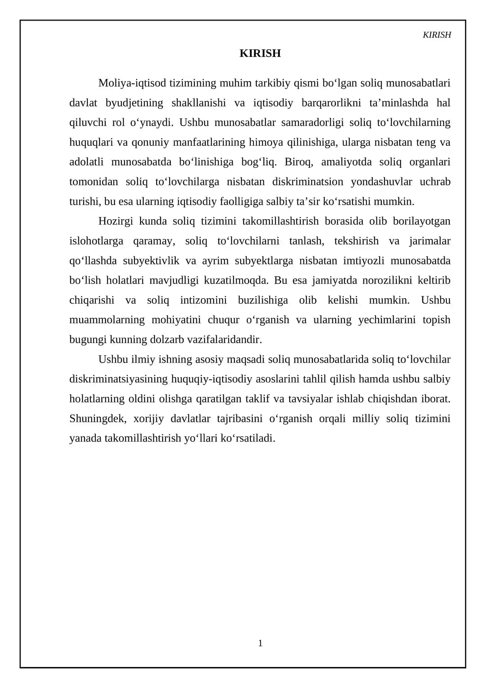Soliq munosabatlarida soliq to‘lovchilar diskriminatsiyasi 3
