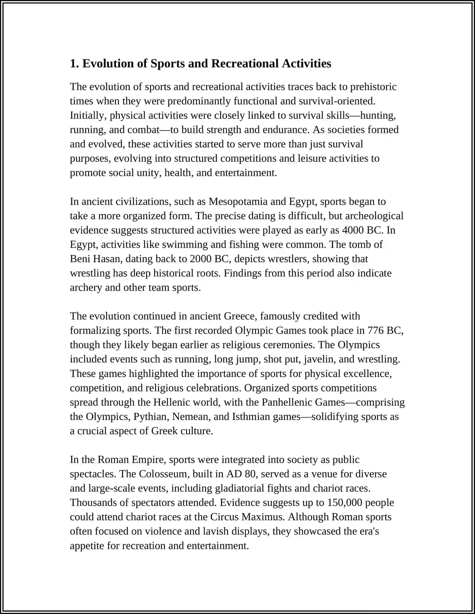 Evolution of Sports and Recreational Activities 3