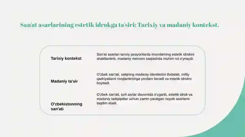 Dunyoni estetik idrok etishda san'at asarlarining ahamiyati 3