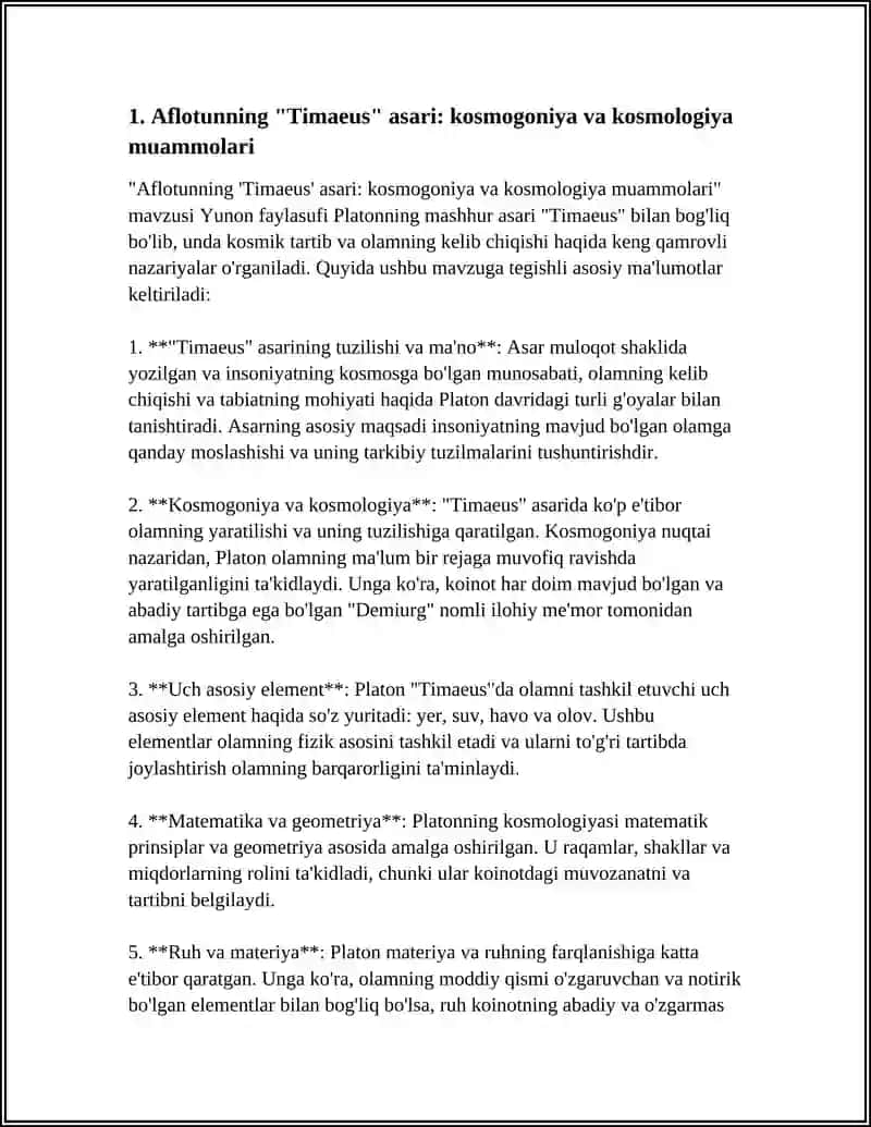 AFLOTUNNING KOSMOGONIK VA KOSMOLOGIK TA'LIMOTI TÕĞRISIDA ESSE TAYYORLASH 3