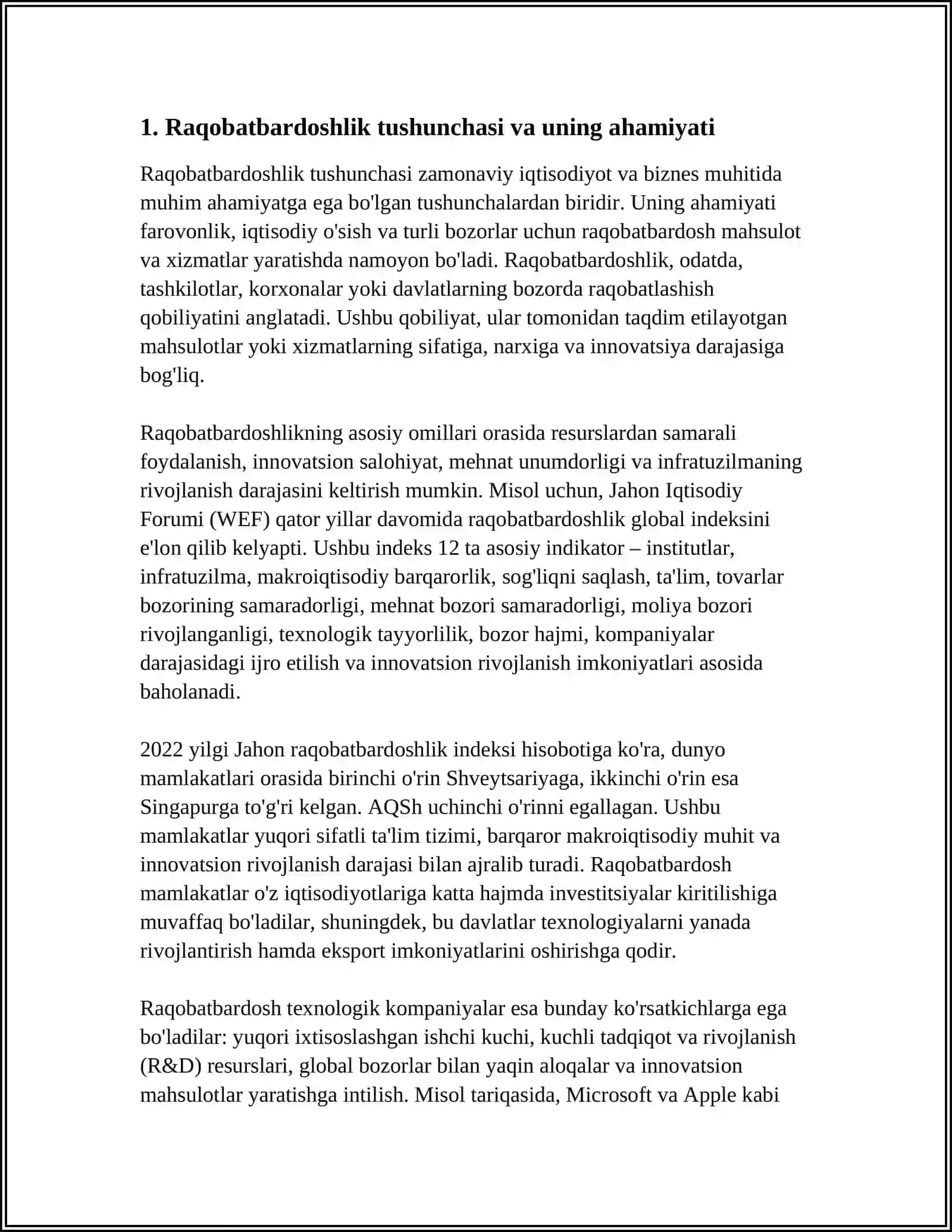 MAMLAKAT IQTISODIYOTINING RAQOBATDOSHLIGINI OSHIRISH OMILLARI VA YO'NALISHLARI 3