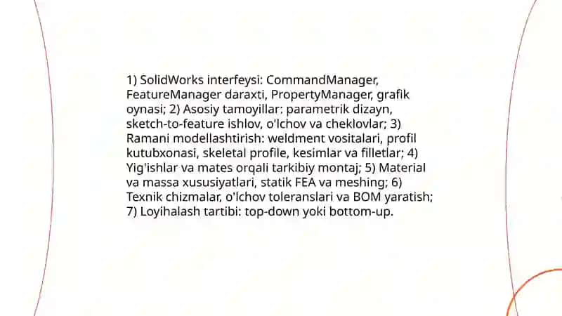 SolidWorks dasturi yordamida yoʻlovchi vagonlar ramasini modellashtirish 3