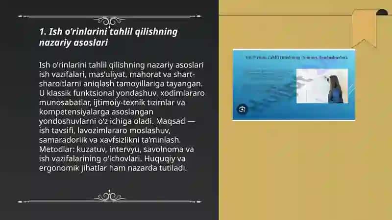 Ish o’rinlarini tahlil qilish va loyihalash yondoshuvlari 3