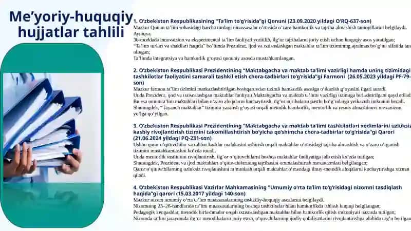 Maktabning Prezident, ijod va ixtisoslashgan maktablar bilan hamkorligini yoʻlga qoʻyish. 3