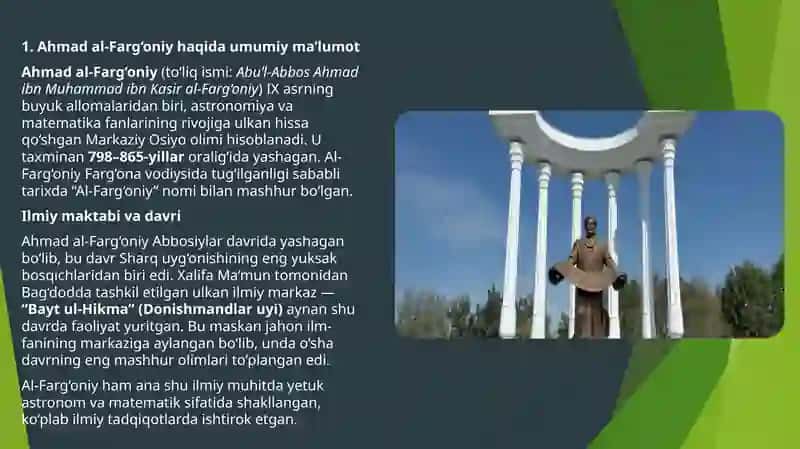 Ahmad Al-Farg‘oniyning ilm fan tarqqiyotidagi o‘rni 3