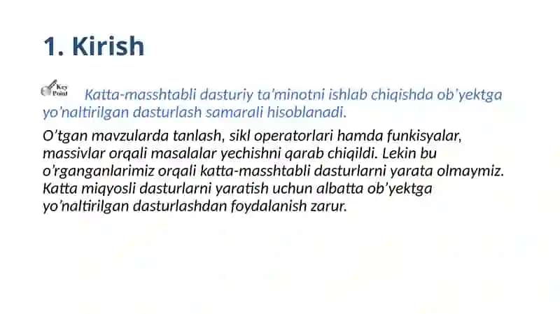 Ob’yektgayo‘naltirilgan dasturlash asoslari 3
