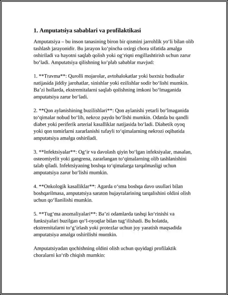 AMPUTATSIYA.PROTEZLASH ISHLARI VA NOGIRONLAR REABLITATSIYASI 3